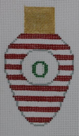 Christmas Lightbulb Red and White Stripes