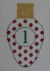 Christmas Lightbulb White with Red Dots