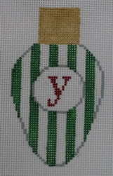 Christmas Lightbulb Green and White Stripes