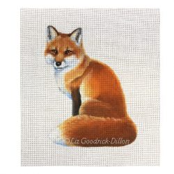 Fox, vertical,  4½" x 6¼"  on 11" x 12½"