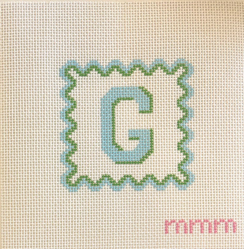 4.5" Square Blue & Green Scallop Alphabet · Letter G