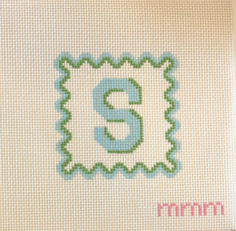 4.5" Square Blue & Green Scallop Alphabet · Letter S