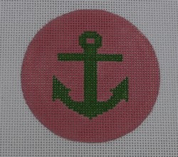 Anchor on Solid Background - Green and Pale Pink
