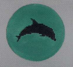 Dolphin on Solid Background - Navy and Seafoam