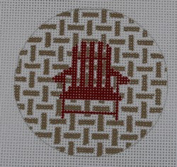 Adirondack Chair on Checks - Red and Khaki