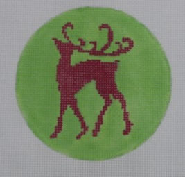 Hot Pink Reindeer on Lime Green