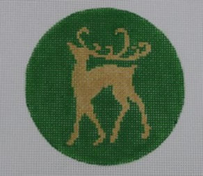 Gold Reindeer on Green