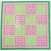 Greek Square Key Pinks and Greens