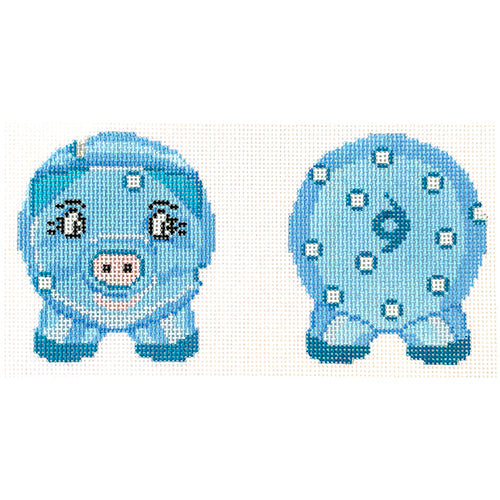 Piggy Bank - Blue/White