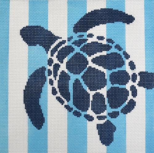 Stencil Sea Turtle on Blue