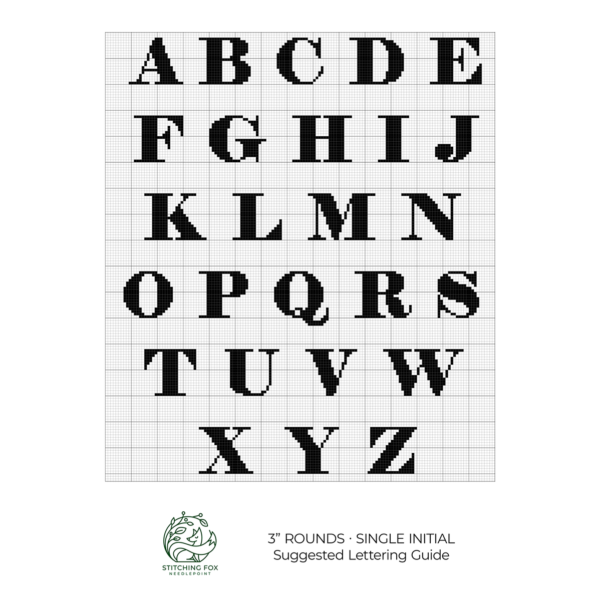 Single Small A Lettering Lettering Guide · Single Initial · 18 stitches tall — Stitching Fox