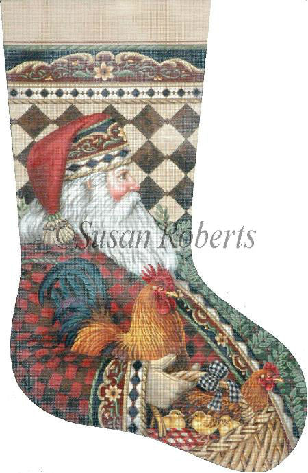 Santa And Rooster - Stocking