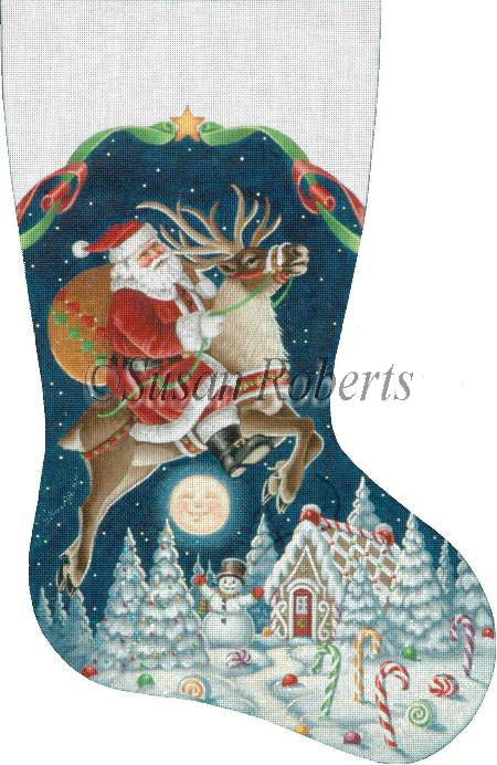 Santa On Reindeer - Stocking