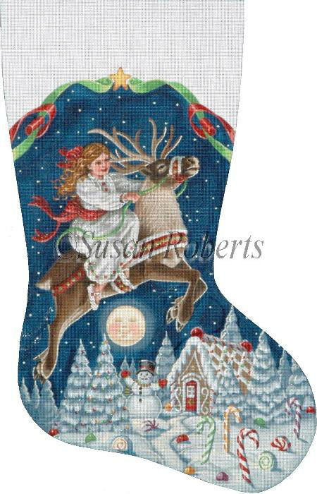 Girl On Reindeer - Stocking