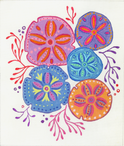 Sally-Ann Langley - Summer Sand Dollars - pinks, orange, purple & blues