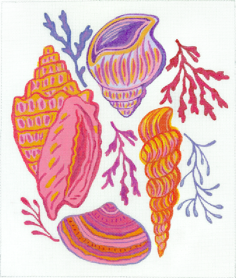 Sally-Ann Langley - Summer Shells & Seaweed - pinks, orange & purple