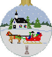 Sleigh Ride with Church, 3.25" Round