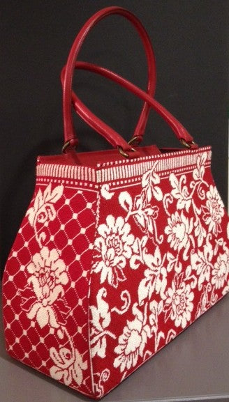 Karen's Damask Tote - Red (4 pieces)