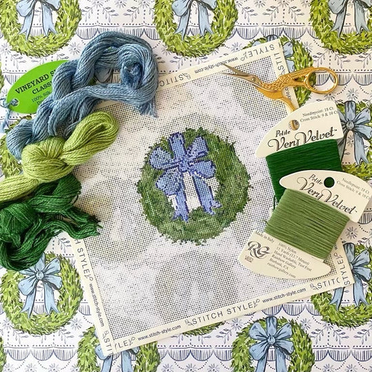 Wreath with Blue Bow