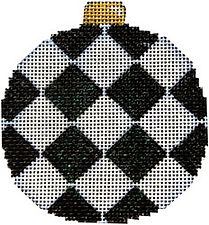 Black Harlequin Ball Ornament