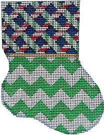 Peppermint Weave/Green Chevron Mini Sock