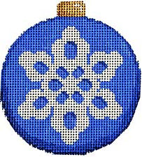Snowflake on Blue Ball Ornament