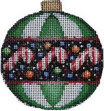 Candy/Green Stripes Ball Ornament