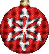 Snowflake on Red Ball Ornament