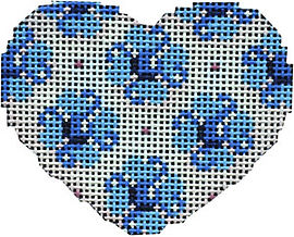 Blue Flowers Mini Heart   