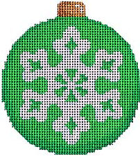 Snowflake on Green Ball Ornament