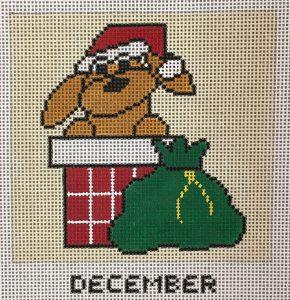 Wellesley Collection Calendar Critters: Santy Paws Canvas