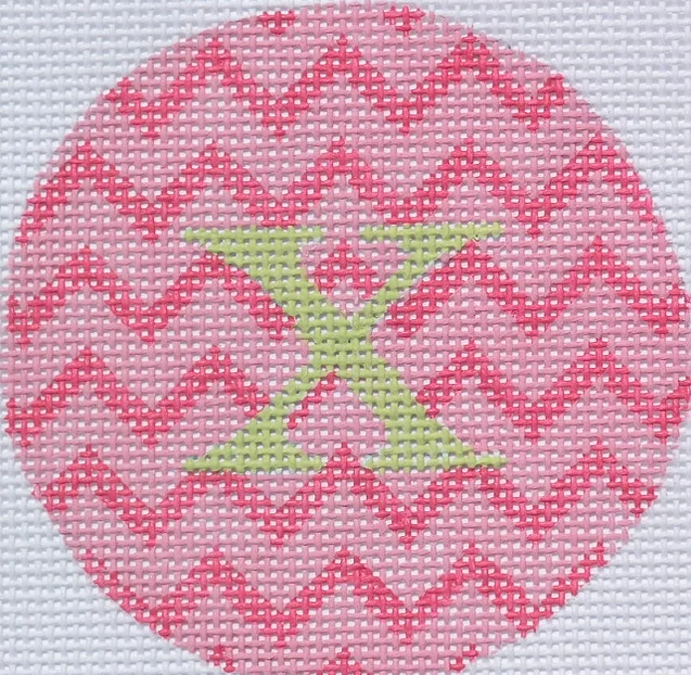 3" Round – Pinks Zigzag, Light Green Letter