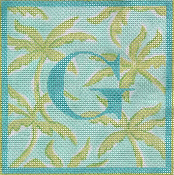 Lilly Letter – Palms – turquoise w/ greens