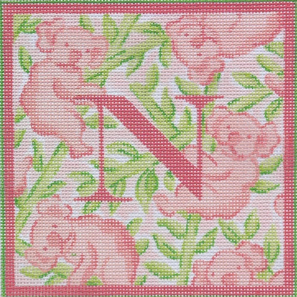 Lilly Letter – Koala Bears in Bamboo – corals & greens