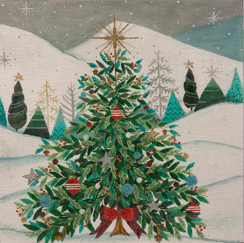 Christmas Tree w/Red Bow Pillow