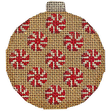 Peppermints on Gold Ball Ornament