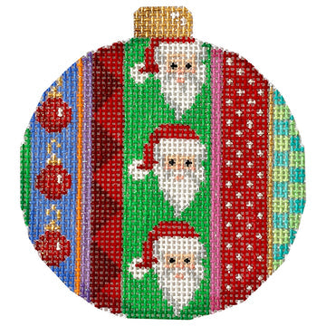 Santa Jolly Stripe Ball Ornament