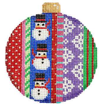 Snowman Jolly Stripe Ball Ornament