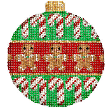 Cane/Gingerbread Ball Ornament