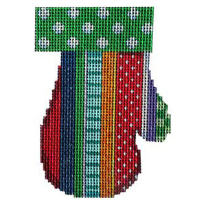 Dots on Green/Jolly Stripe Mitten