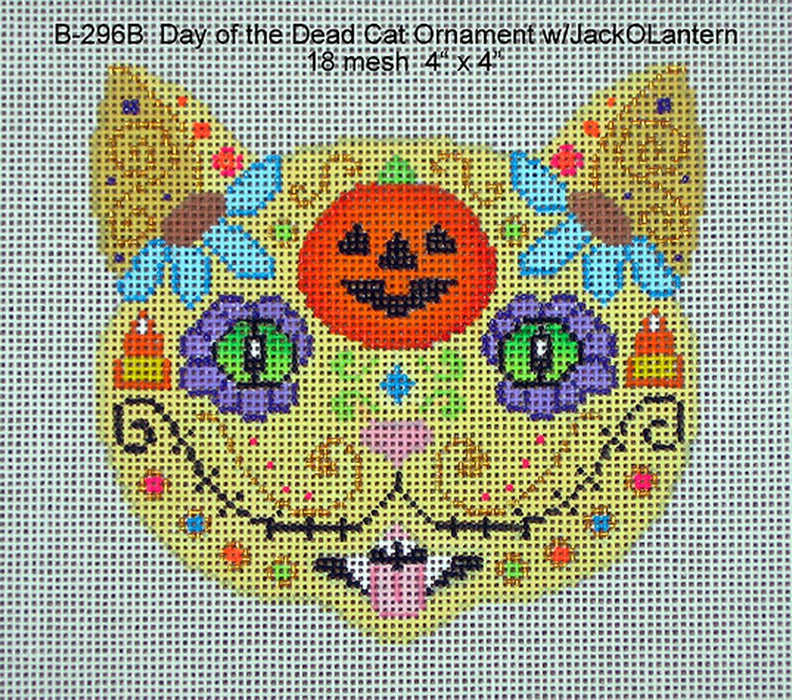 Day of the Dead Cat Ornament w/ Jack-O'-Lantern