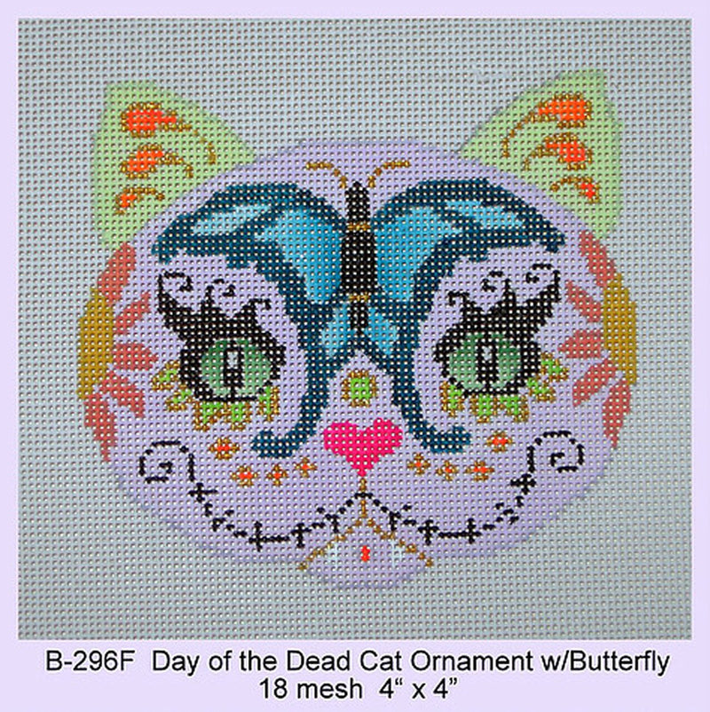 Day of the Dead Cat Ornament w/ Butterfly