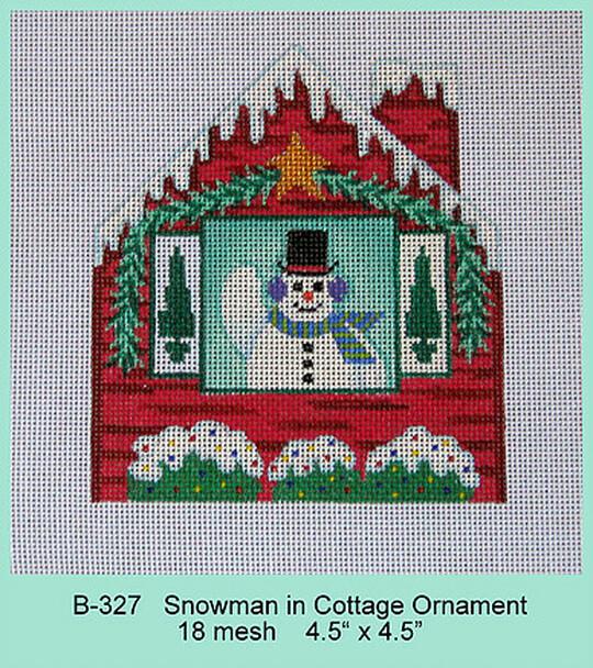 Snowman in Cottage Ornament