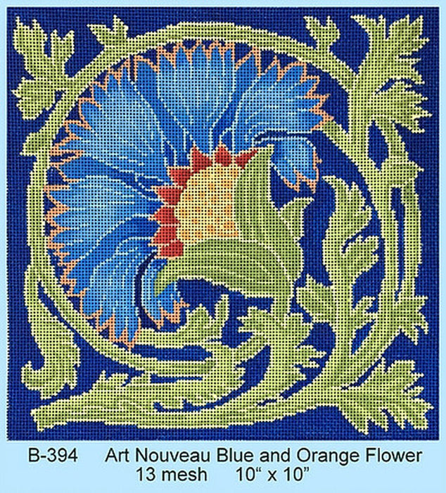 Art Nouveau - Blue and Orange Flower