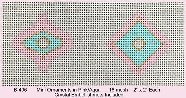 Mini Ornaments in Pink/Aqua