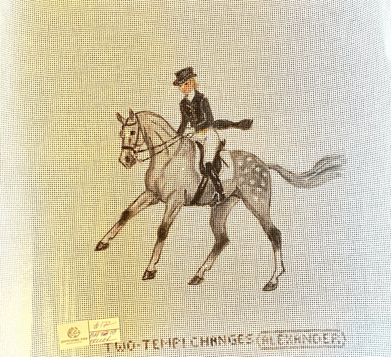 Dressage IV - Grey horse, 2 tempi changes