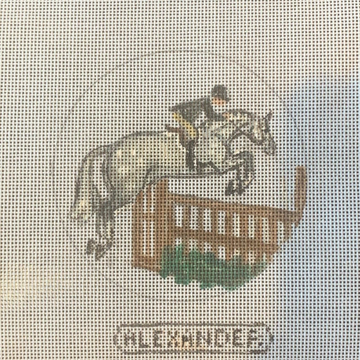 horse needlepoint canvas gray hunter jumping by bonnie alexander