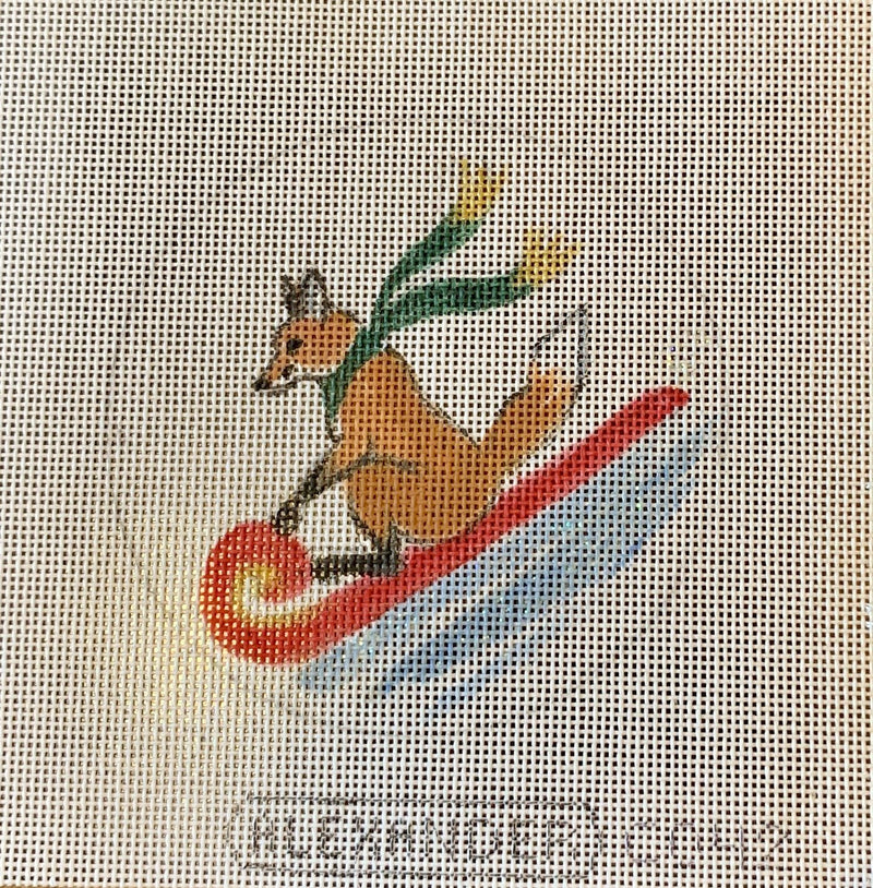 Fox on Sled (Green Scarf)