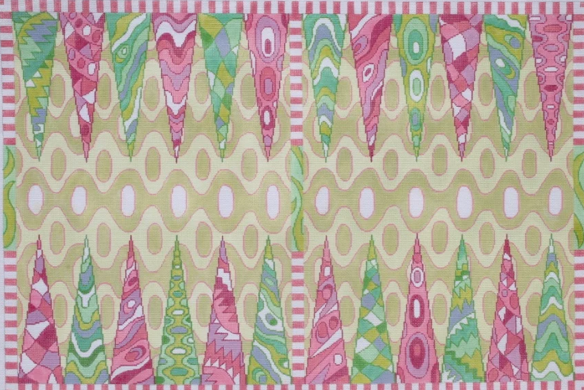 Backgammon Board Canvas – Pucci-inspired – pinks, greens, lavenders & coral