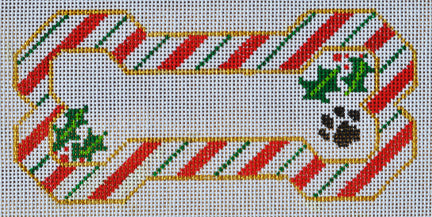 Dog Bone - Candy Cane Bone Ornament